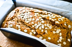 Fragrant Brown Butter Banana Bread with Rolled Barley